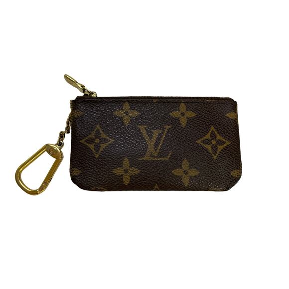 Louis Vuitton Monogram Key Pouch Clés Coin Purse Brown Canvas Made in Spain - Picture 1 of 10